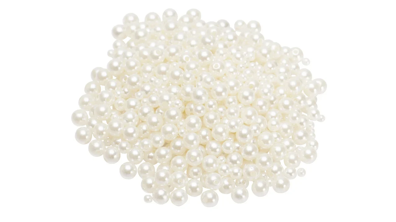 Witte wax kralen in verschillende maten, 100 g, ideaal voor diverse creatieve projecten.