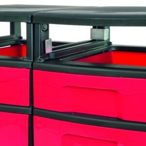 Stalen verbindingselementen voor het verbinden van opbergmodules in diverse kleuren, ideaal voor creatief gebruik.