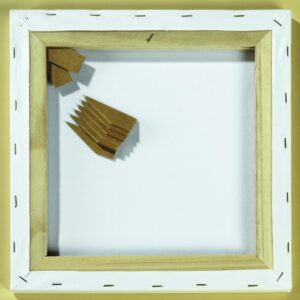 Blanco canvas van 30x30 cm met houten frame en bevestigingsstukken, ideaal voor schilderprojecten.