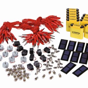Set van 128 elektrische materialen in opbergdoos, ideaal voor natuurkunde en groepsactiviteiten in de klas.