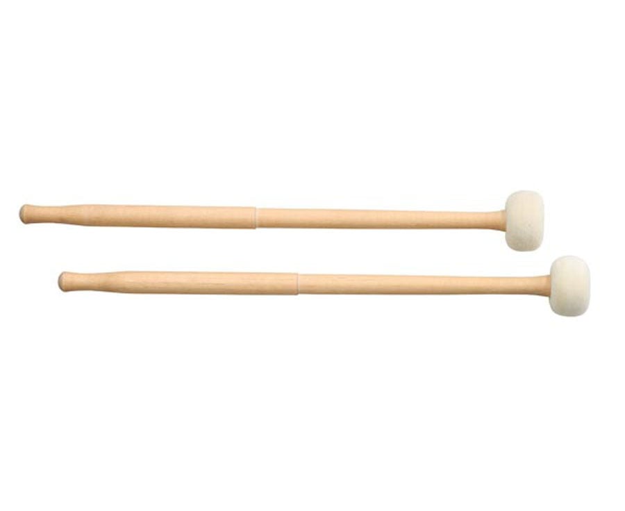 Paukenhamers met middelharde kop, houten handvatten, geschikt voor percussie-instrumenten.