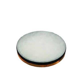 Handtrommel van 20 cm met een ronde, witte huid en een houten rand, ideaal voor muziekeducatie.