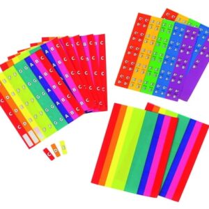 Kleurrijke Boomwhackers Chroma-Notes stickers voor bladmuziek, verwijderbaar en ideaal voor muziekonderwijs.