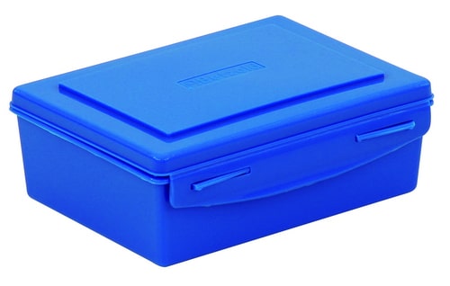 Medium opbergdoos van 1,5 liter in blauw, met een strak deksel en handvat voor eenvoudig gebruik.