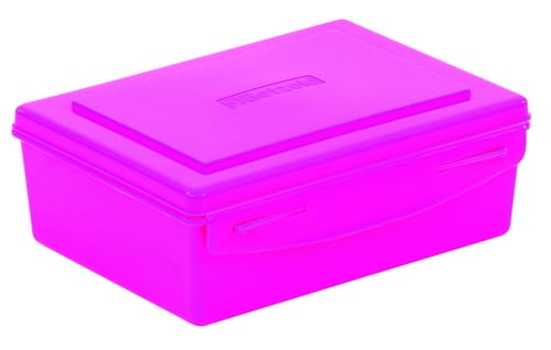 Roze opbergdoos medium van 1,5 liter met een deksel en handgrepen voor eenvoudig opbergen en sorteren.