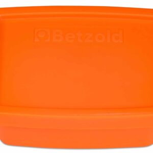 Mini opbergdoos van 200ml in feloranje, met een stevig deksel en handige sluitingen. Ideaal voor sorteren en opbergen.