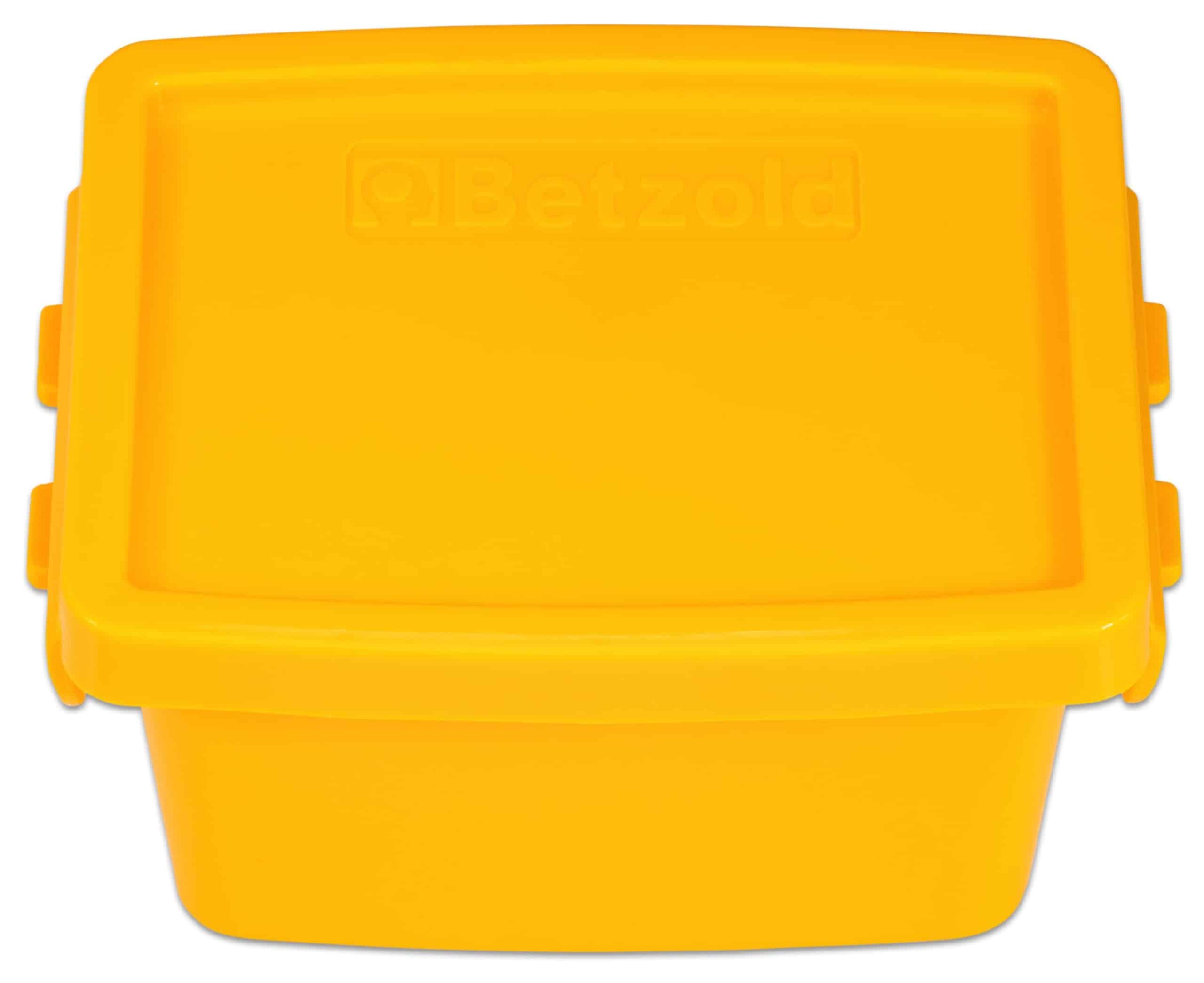 Kleine gele opbergdoos van 300ml met een stevig deksel, ideaal voor creatief gebruik en sorteren.