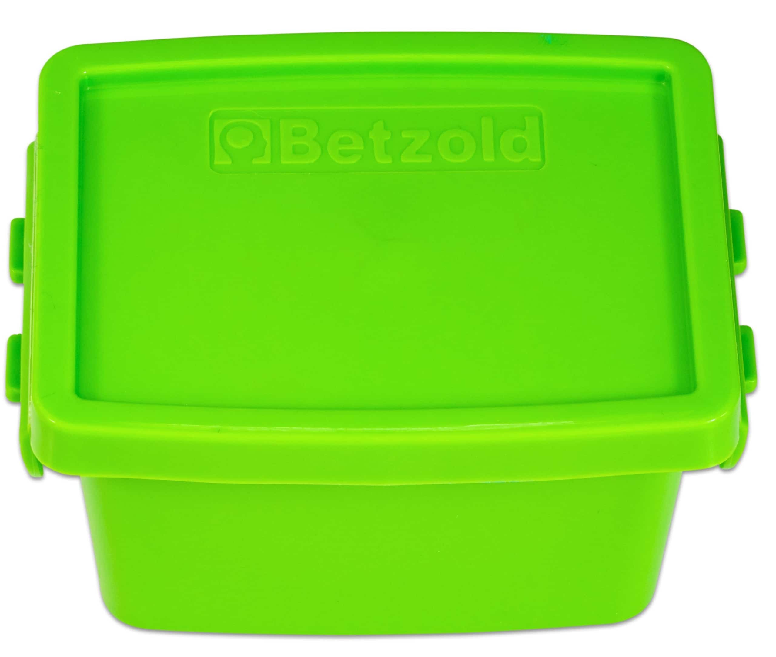 Kleine groene opbergdoos van 300ml met een deksel, merk Betzold. Geschikt voor creatief gebruik en sorteren.