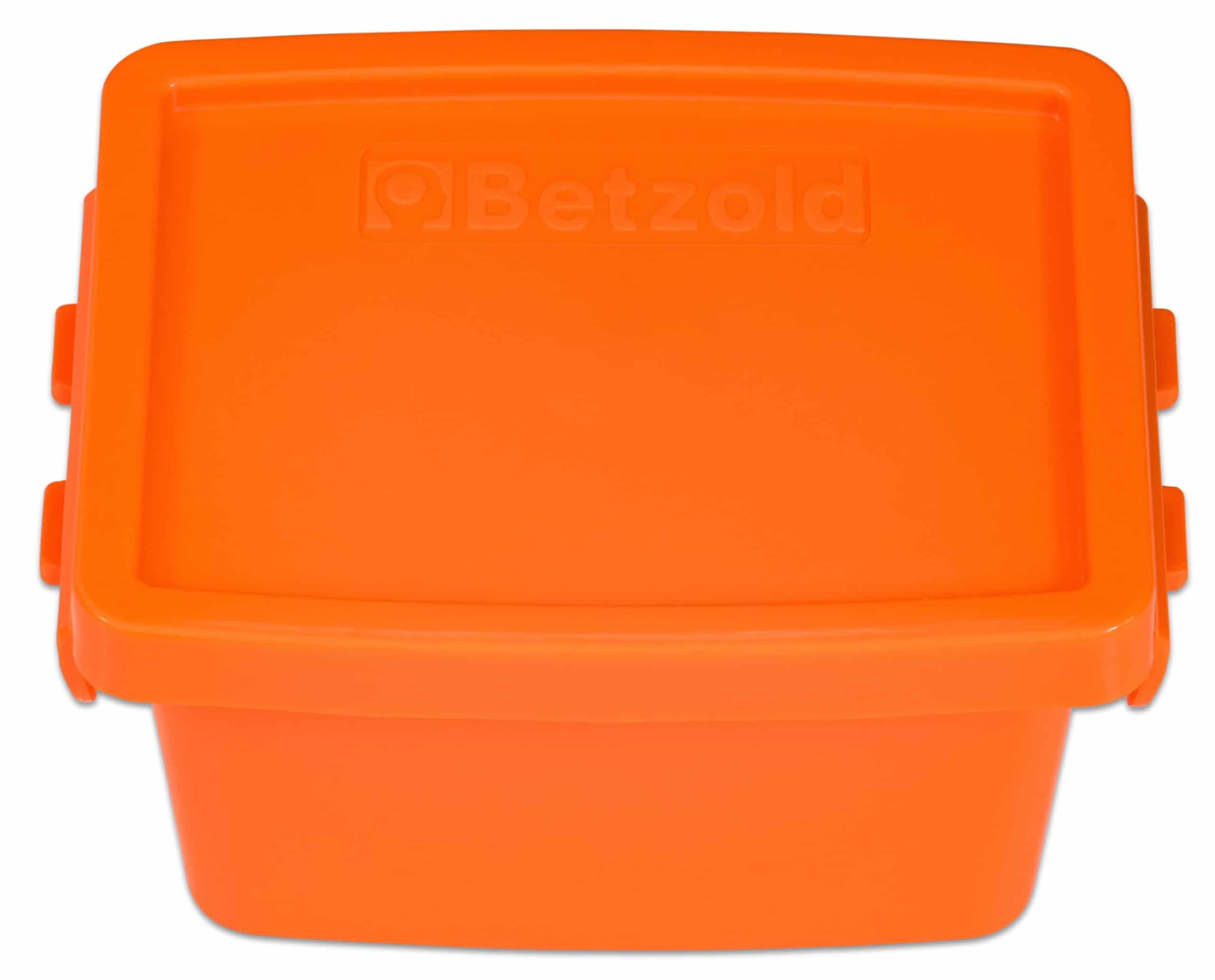 Kleine oranje opbergdoos van 300ml met een stevige deksel, ideaal voor het sorteren en opbergen van materialen.