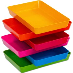 Set van 6 gekleurde sorteerschalen in oranje, roze, groen en blauw, afmetingen 26 x 18 x 12 cm. Geschikt voor opbergen en ...