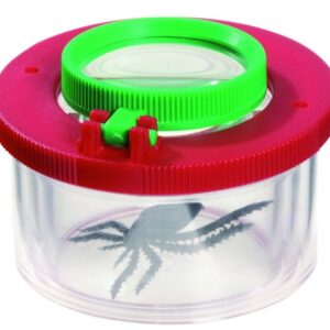 Telescoop met dubbele lens voor insecten, vergroting 2x en 4x, met schroefdop en luchtgaatjes, kleurrijk ontwerp.