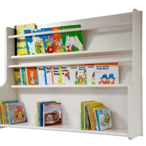 Wand boekenkast XL met open vakken, gevuld met kleurrijke kinderboeken, ideaal voor klaslokalen en leeshoeken.