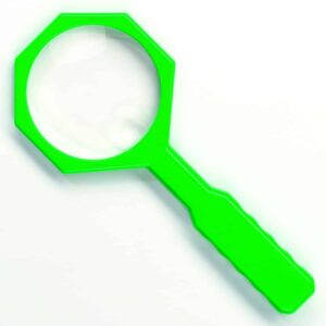 Grote groene loep met een octagonale lens, ideaal voor jonge ontdekkingsreizigers en wetenschappelijke observaties.