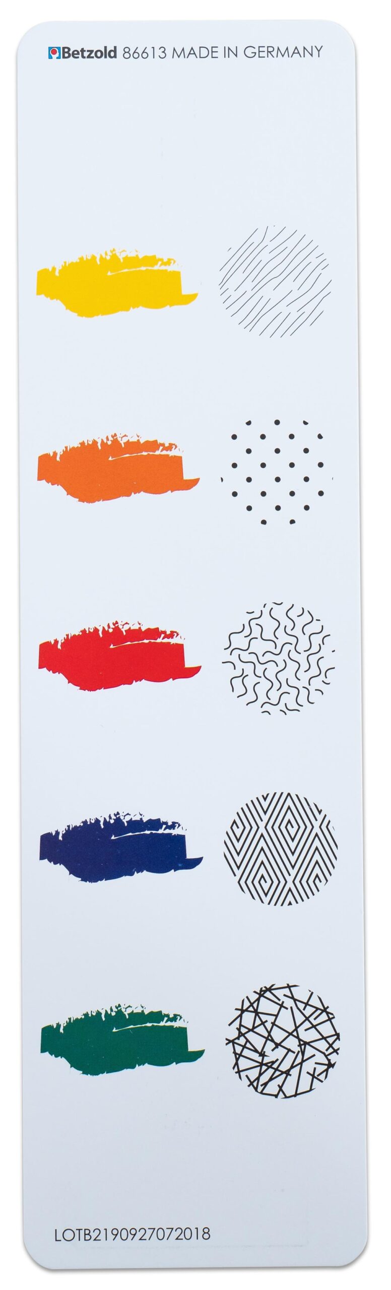 Kralen met verschillende patronen in kleuren zoals geel, rood, blauw en groen, geschikt voor creatieve projecten.