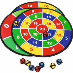 Dartschijf met kleurrijke cijfers en zachte pijltjes voor rekenoefeningen, bevordert leren en precisie.