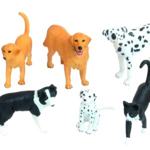 Set van 8 huisdierenfiguren, waaronder honden, katten en een konijn, ideaal voor rollenspel en thematisch onderwijs.