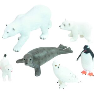 Antarctische dieren set met pinguïn, zeehond en walvis, ideaal voor educatieve lessen over kou en diersoorten.