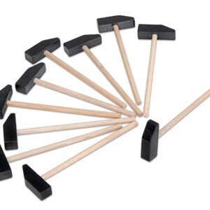 Zwarte hamer met houten steel, set van tien, geschikt voor algemeen gebruik en klussen.