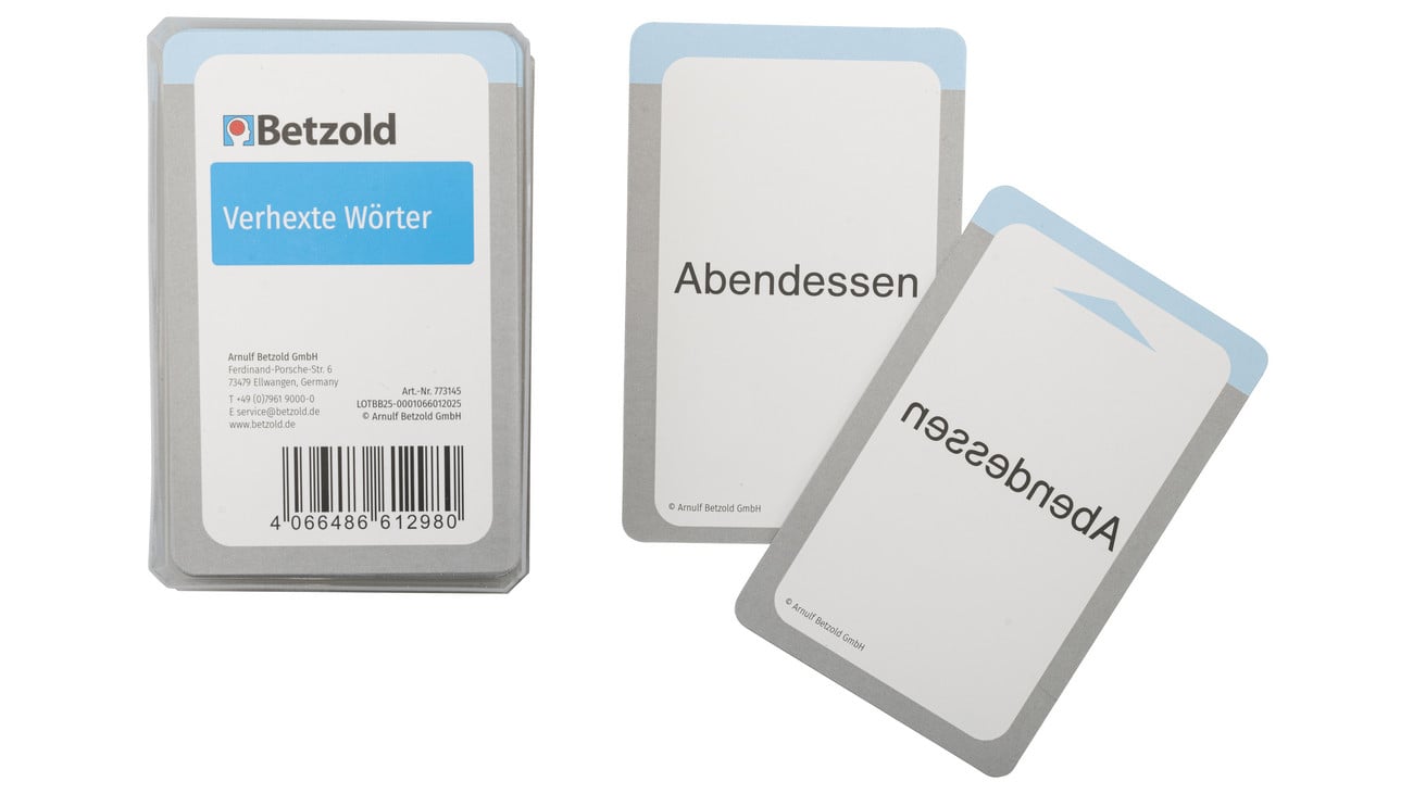 Kaartenset Betoverde woorden met woorden in verschillende posities, voor het spel met de Magische Cilinder.