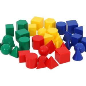 Kleurige set van 40 geometrische vormen in diverse kleuren en vormen, ideaal voor meet- en rekenlessen.