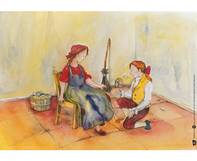 Assepoester Beeldkaarten met kleurrijke illustraties van Assepoester en de prins, ondersteunend voor taalontwikkeling.