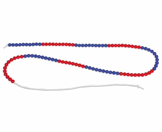 Leerling Rekenketting 100 met blauwe en rode kralen, ideaal voor rekenkundige ondersteuning tot 100.