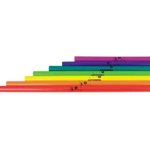 Kleurrijke Boomwhackers in diatonische basset met 7 tonen: c, d, e, f, g, a, h. Geschikt voor muzieklessen.