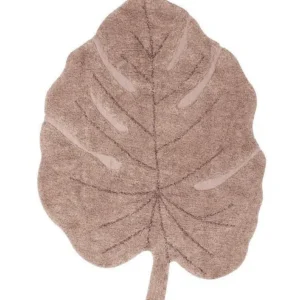 Wasbaar speelkleed in de vorm van een blad, nude kleur, handgemaakt van duurzaam katoen. Perfect voor elk interieur.