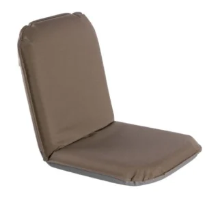 Comfort vloerstoel in taupe, ontworpen voor kinderopvang, met een zachte, ergonomische zitting en rugleuning.