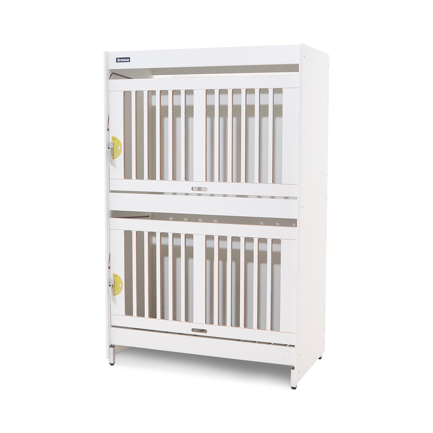Duoslaper voor twee kinderen, stevig en veilig, met houten latten en een duurzame, witte afwerking.