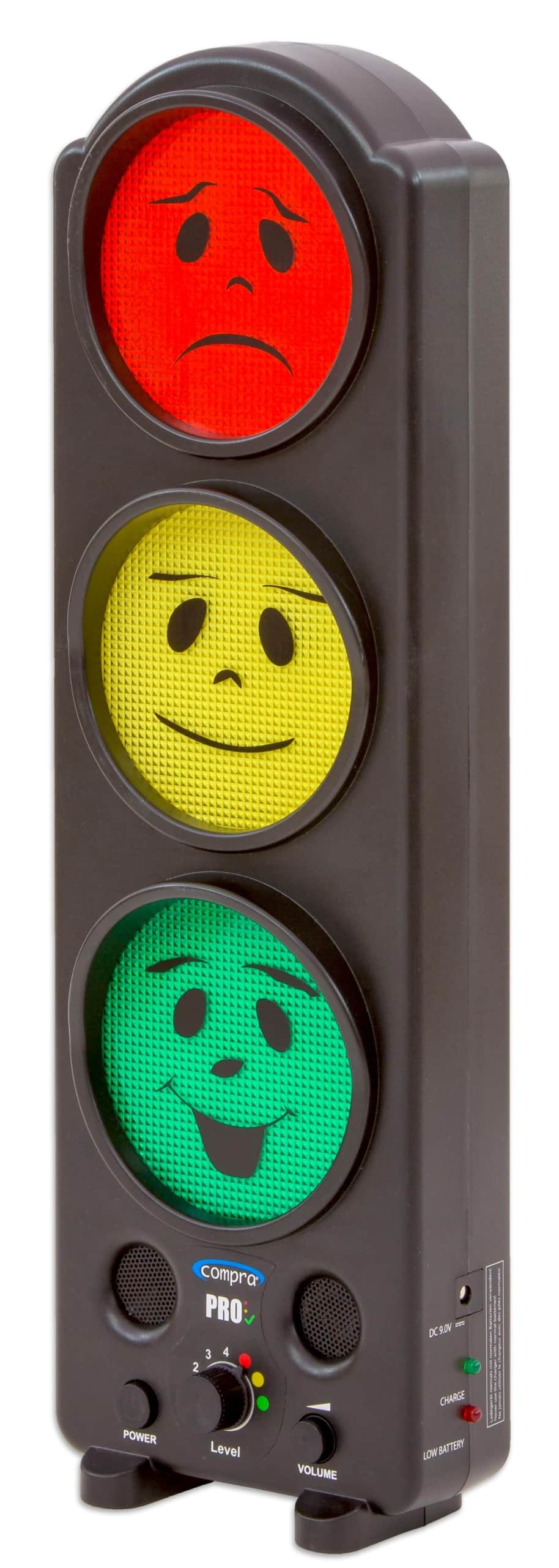 Geluidssignaal met drie gekleurde lampen: rood, geel en groen, voor klasbeheer en geluidscontrole, excl. batterijen.