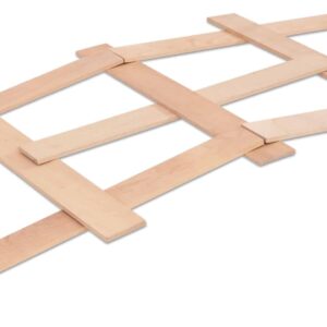 Houten constructie latjes, 45 stuks, in diverse lengtes, geschikt voor creatief en educatief gebruik.