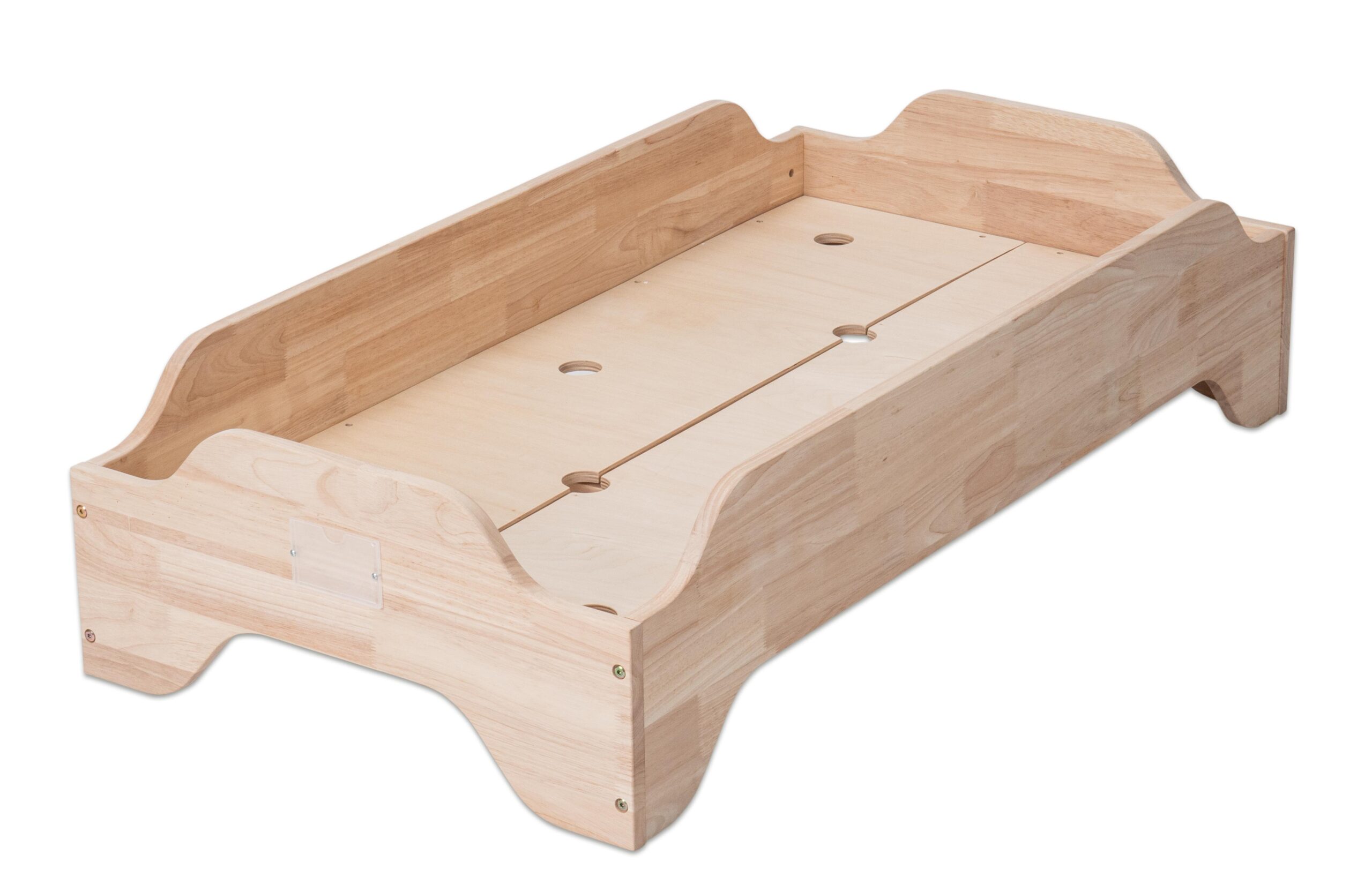 Houten spieken met een open ontwerp en ronde hoeken, ideaal voor creatief gebruik en speelplezier.