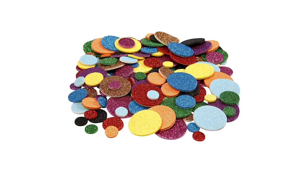 Zelfklevende schuimrubberen cirkels in diverse kleuren en maten, 1000 stuks, ideaal voor creatief gebruik.