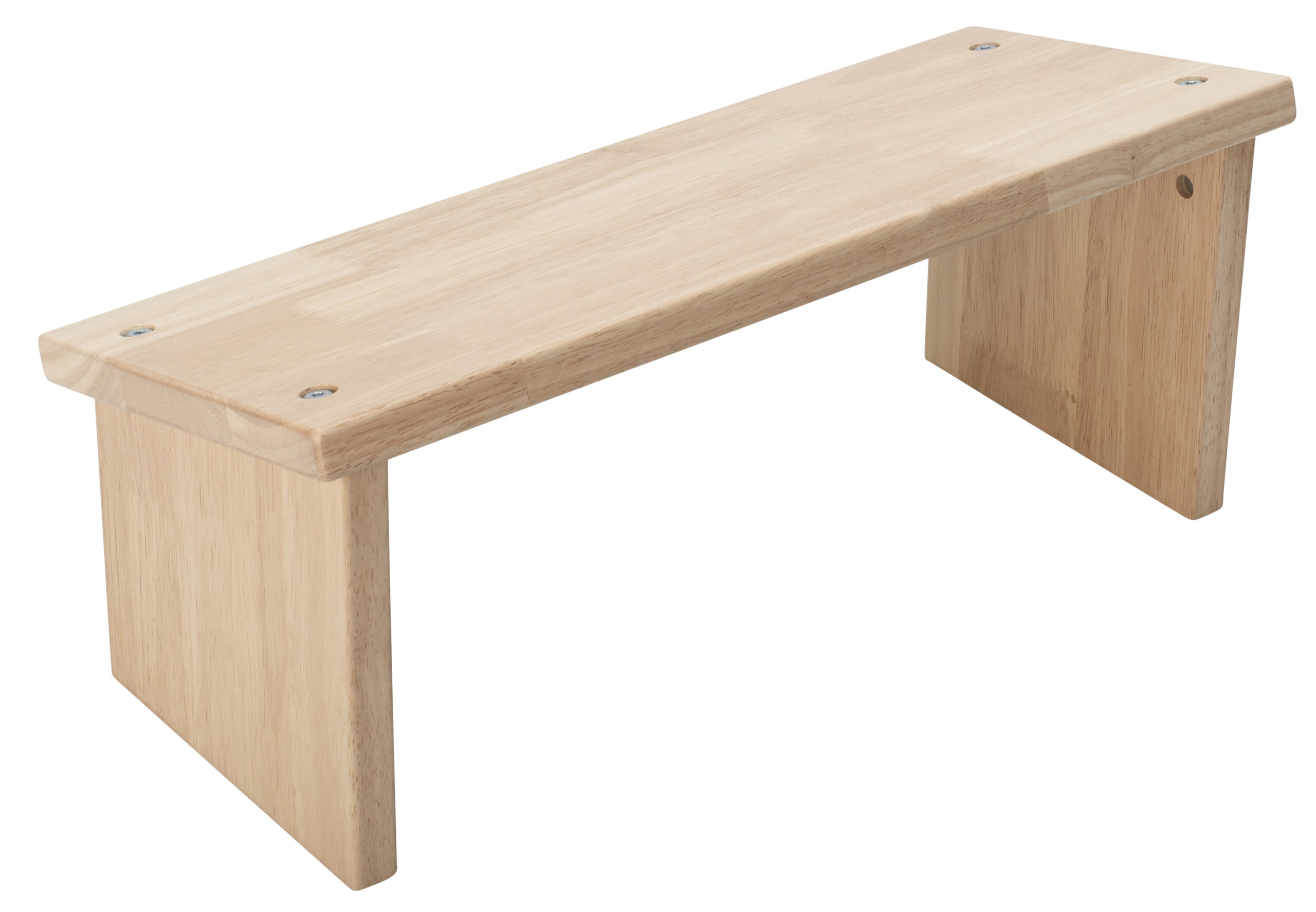 Kniebank van licht hout, met een rechte bovenkant en stevige zijsteunen, ideaal voor comfortabel knielen.