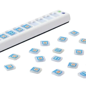 Programmeerbalk voor Loti-Bot met interactieve knoppen en programmeerblokken, geschikt voor kinderen vanaf 5 jaar.