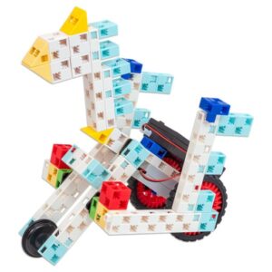 EduBotics Beginner Set met kleurrijke bouwonderdelen voor het maken van eenvoudige robots en leren programmeren.