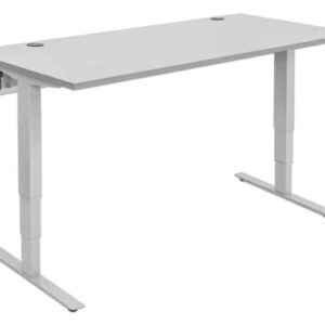Ergonomisch elektrisch bureau Flexeo met verstelbare hoogte, geschikt voor zittend en staand werken in leeromgevingen.