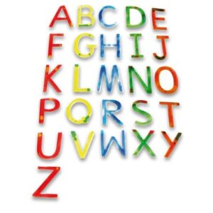Vloeistof Letters in verschillende kleuren, met bewegende vloeistof, voor speelse letterontdekking en motorische ontwikkel...