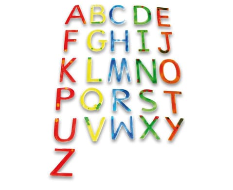 Vloeistof Letters in verschillende kleuren, met bewegende vloeistof, voor speelse letterontdekking en motorische ontwikkel...