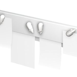 Magnetische wandlijst van 200 cm met clips voor het presenteren van kunstwerken en informatie. Geschikt voor groepsruimtes.