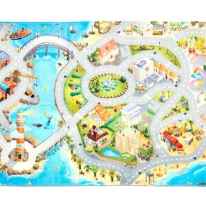 Kustwegen Kleed Super Soft met kustthemas, wegen en waterpartijen voor speelplezier en avonturen voor kinderen.