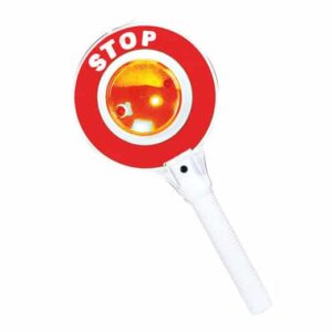 Rood stopbord met witte handgreep, ideaal voor kinderen om verkeersregels en veiligheid spelenderwijs te leren.