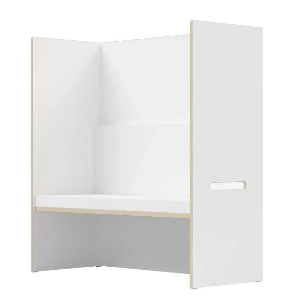 Witte QUIET PLEASE bank met hoge rug, ontworpen voor geconcentreerd werken en vertrouwelijke gesprekken.