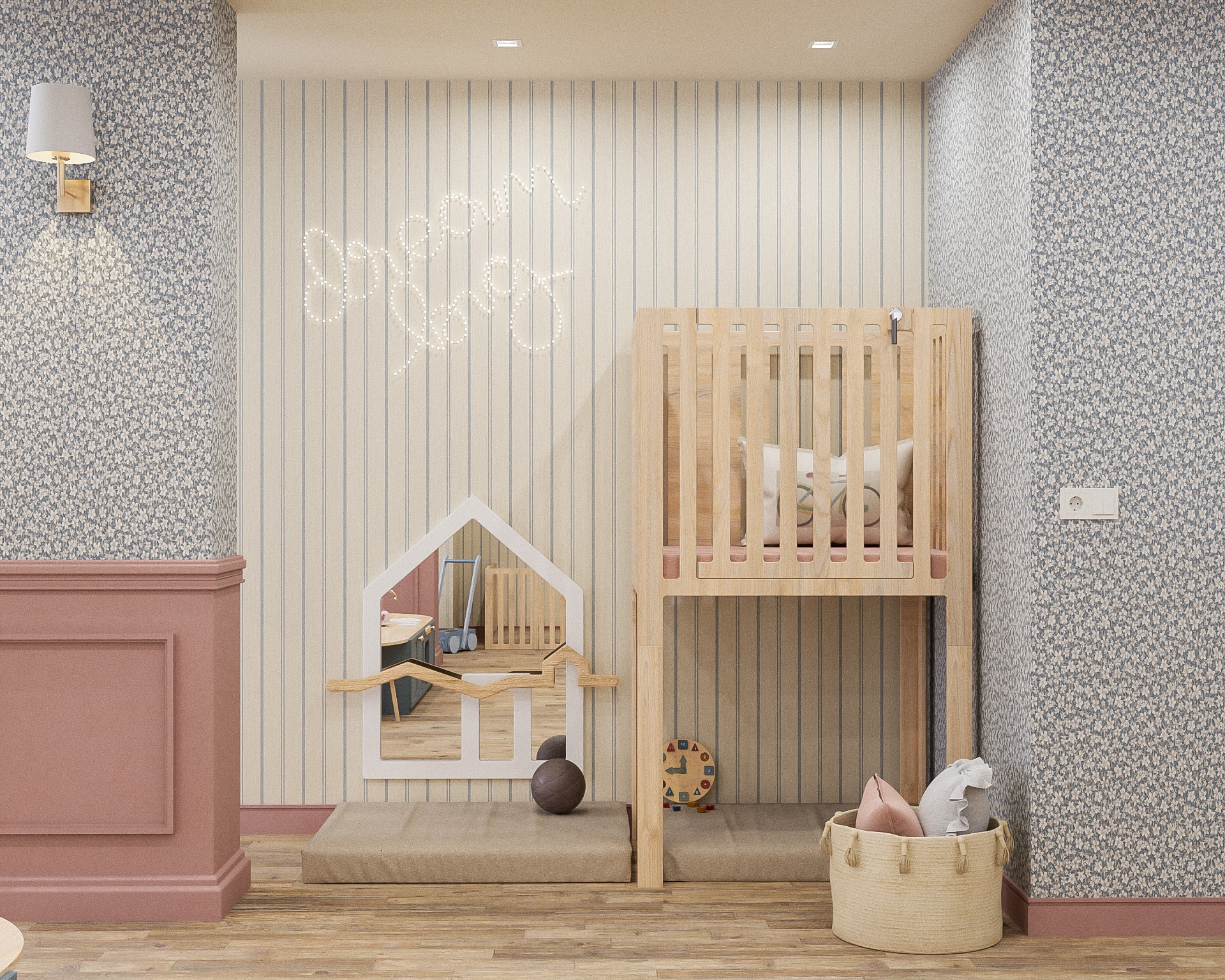 Verhoogde box van berken multiplex met antibacteriële HPL toplaag, ontworpen voor kinderopvang en comfort.