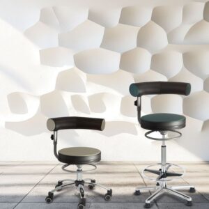 Sanus® gezondheidsstoel met 360° draaibare rug, ideaal voor kleutertafels en ergonomische ondersteuning.