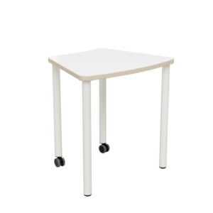 Flex Segment Tafel 300 met afgeronde hoeken, lichte kleur en wielen voor eenvoudige verplaatsing, ideaal voor onderwijsrui...