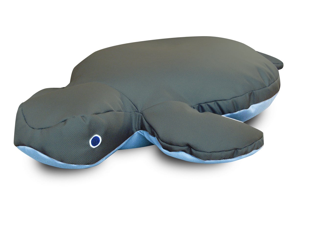Zachte schildpadkussen in grijs en blauw, ideaal voor kinderopvang en speelhoeken. Comfortabel en uitnodigend.