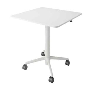 Lift Zit/Statafel met elektrische hoogteverstelling, vierkante witte tafel op wielen voor flexibel werken of leren.