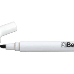 Zwarte whiteboardmarker met wisser en magneet, ideaal voor gebruik op beschrijfbare oppervlakken.